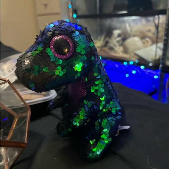 Beanie Boos Crunch The Dinosaur Flip Sequins Purple Sparkly Eyes 7" - Picture 1 of 6
